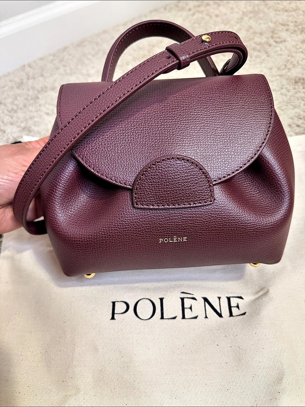 Polène Numéro Un Nano Bag | Textured Burgundy
